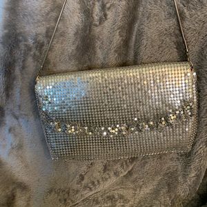 Vintage silver “chainmail” bag with metal ruffle